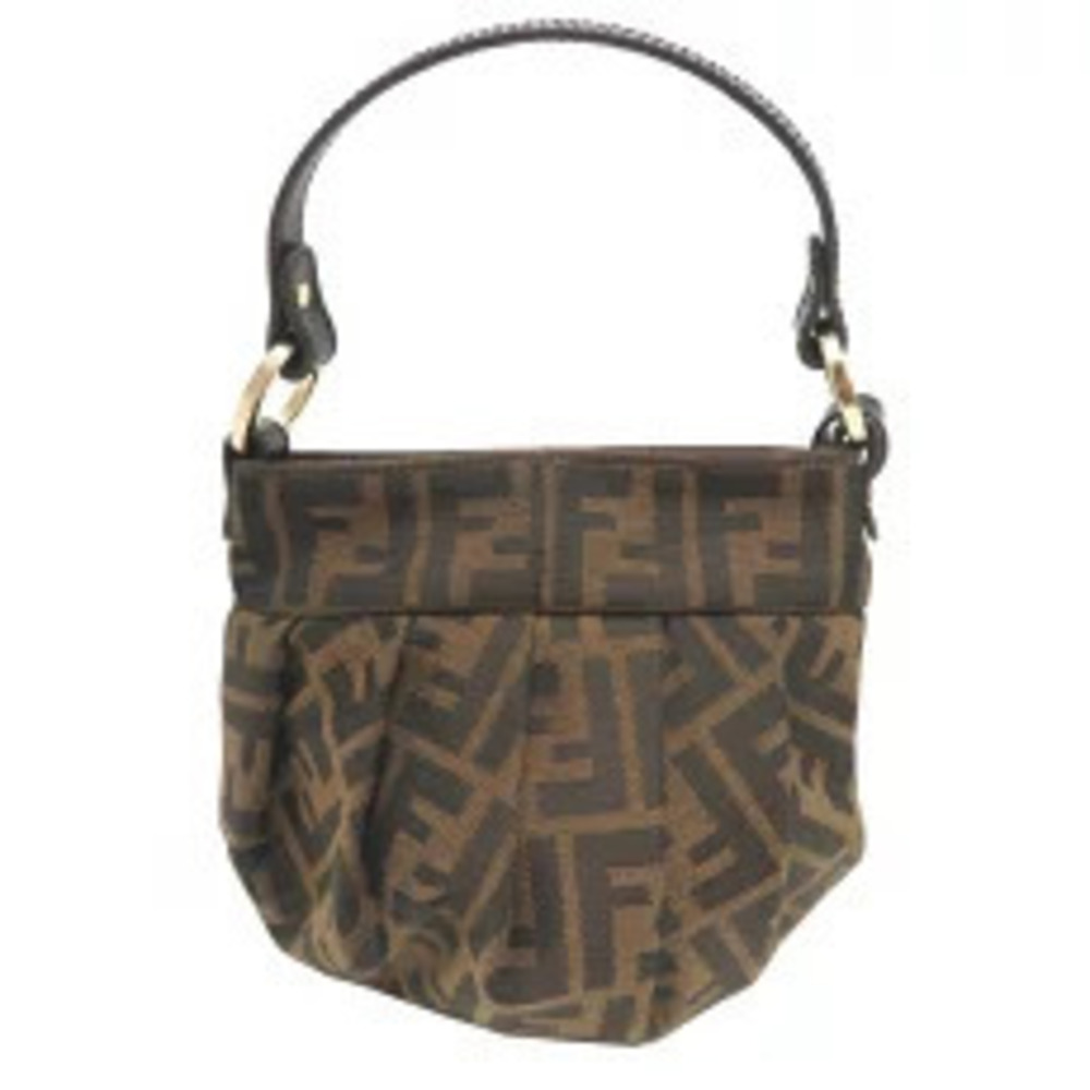 Fendi Handbag Leather Brown Zucca Brown